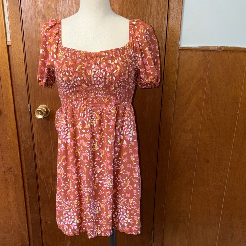 ROXY Smocked MINI SUNDRESS SIZE large